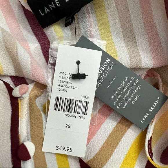 Lane Bryant Short-Sleeve V-Neck Smock Waist Top Blouse SZ 26 NWT - Picture 7 of 10